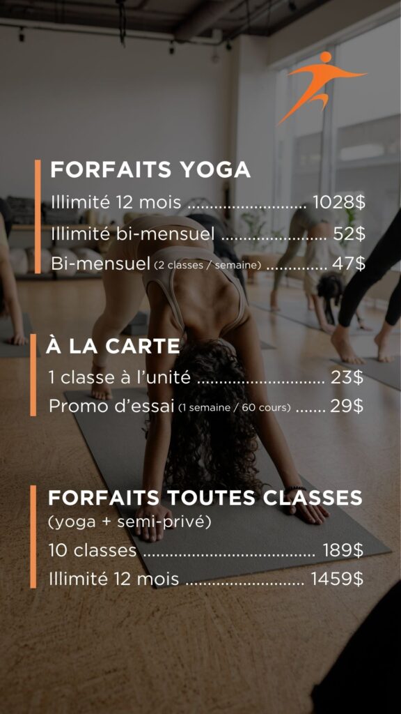 Kin Yoga - grille tarifs
