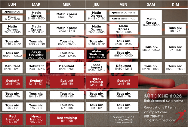 copie réception horaires kin 2