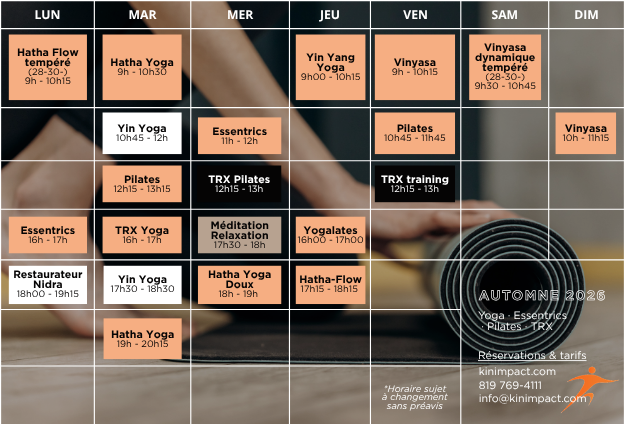 copie réception horaires kin 4